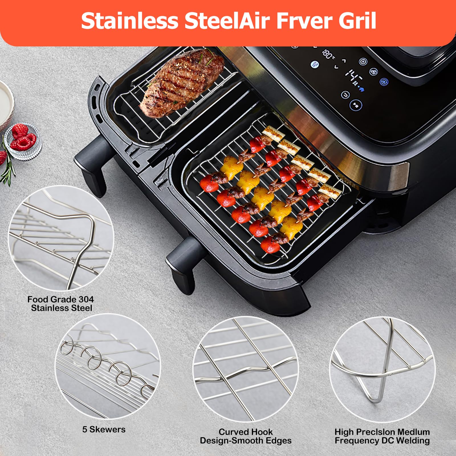 Accessori Friggitrice ad Aria per Philips Dual Basket Airfryer Serie 3000 9L– 22 Pezzi Accessori ad Aria – Riutilizzabile Stampi, per Philips Airfryer Dual Basket 3000 serie 3L/6L