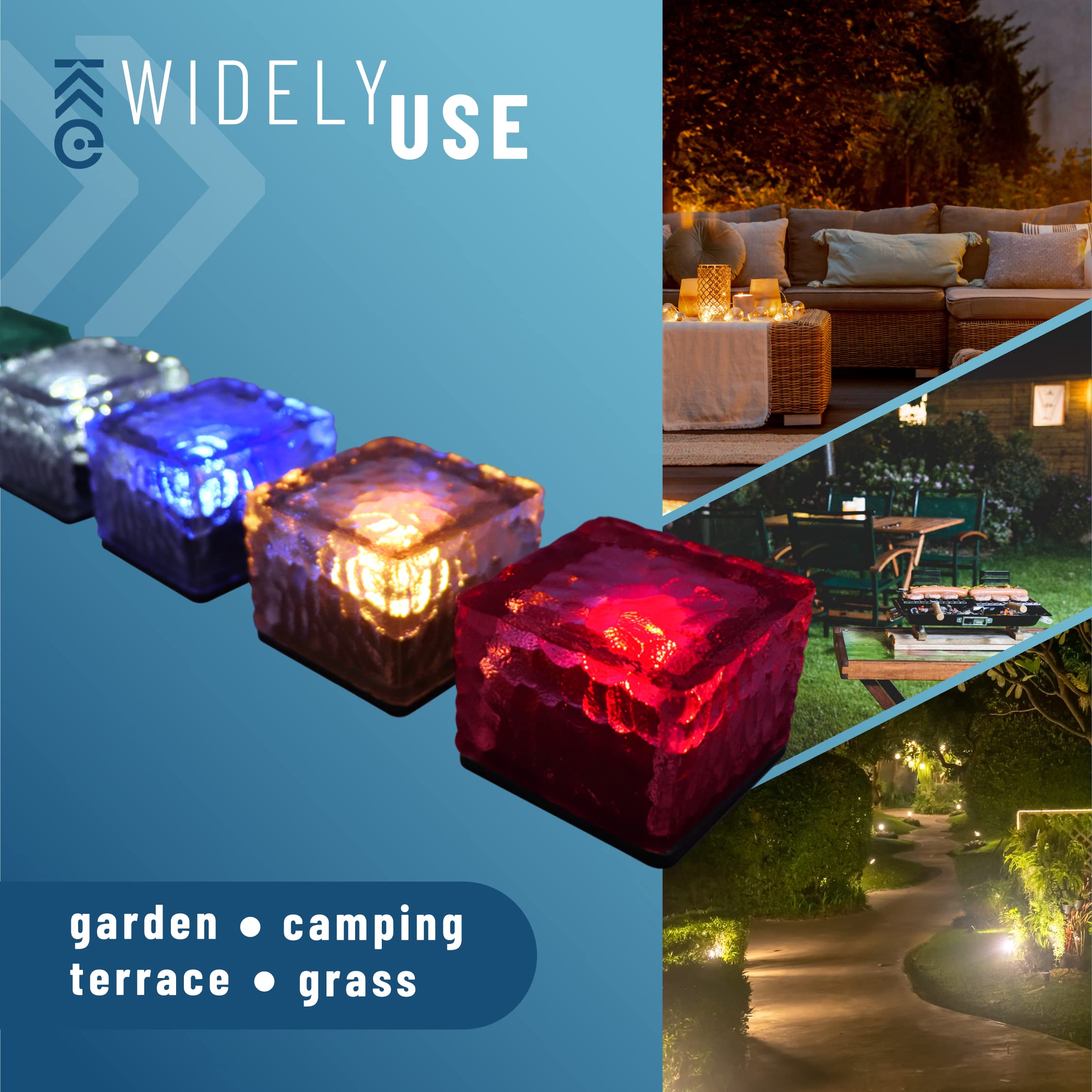 Zestaw 4 szt. wodoszczelnych lamp solarnych na zewnątrz, w kształcie lodu, ochrona IP65 | Dekoracyjne lampy LED do ogrodu, patio, tarasu, schodów, trawnika, podjazdów | Kolor (czerwony)
