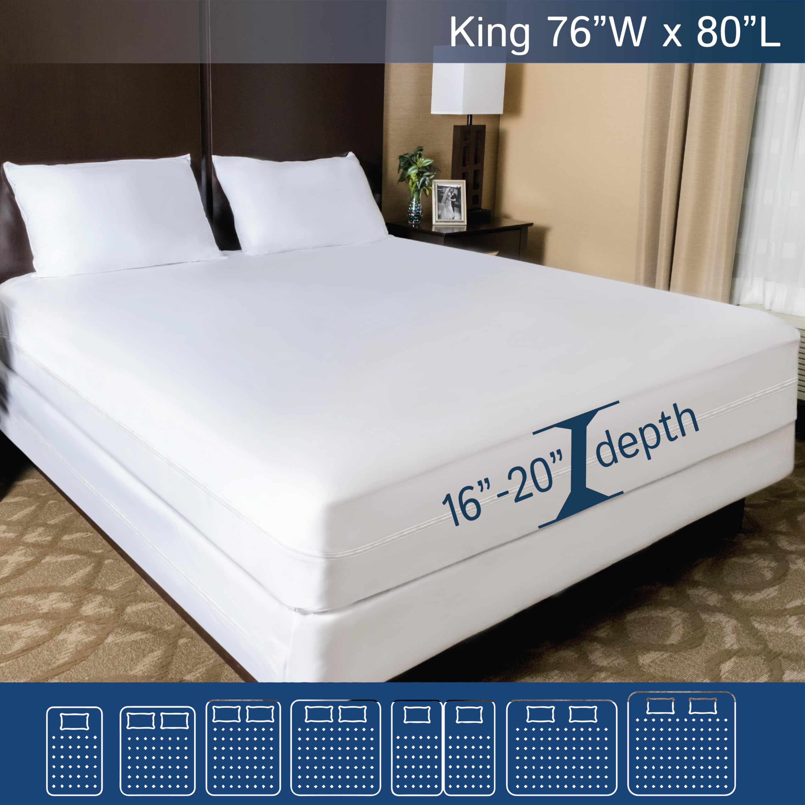 Coprimaterasso King Size Impermeabile Con Cerniera, Tasca Profonda - Foto 9