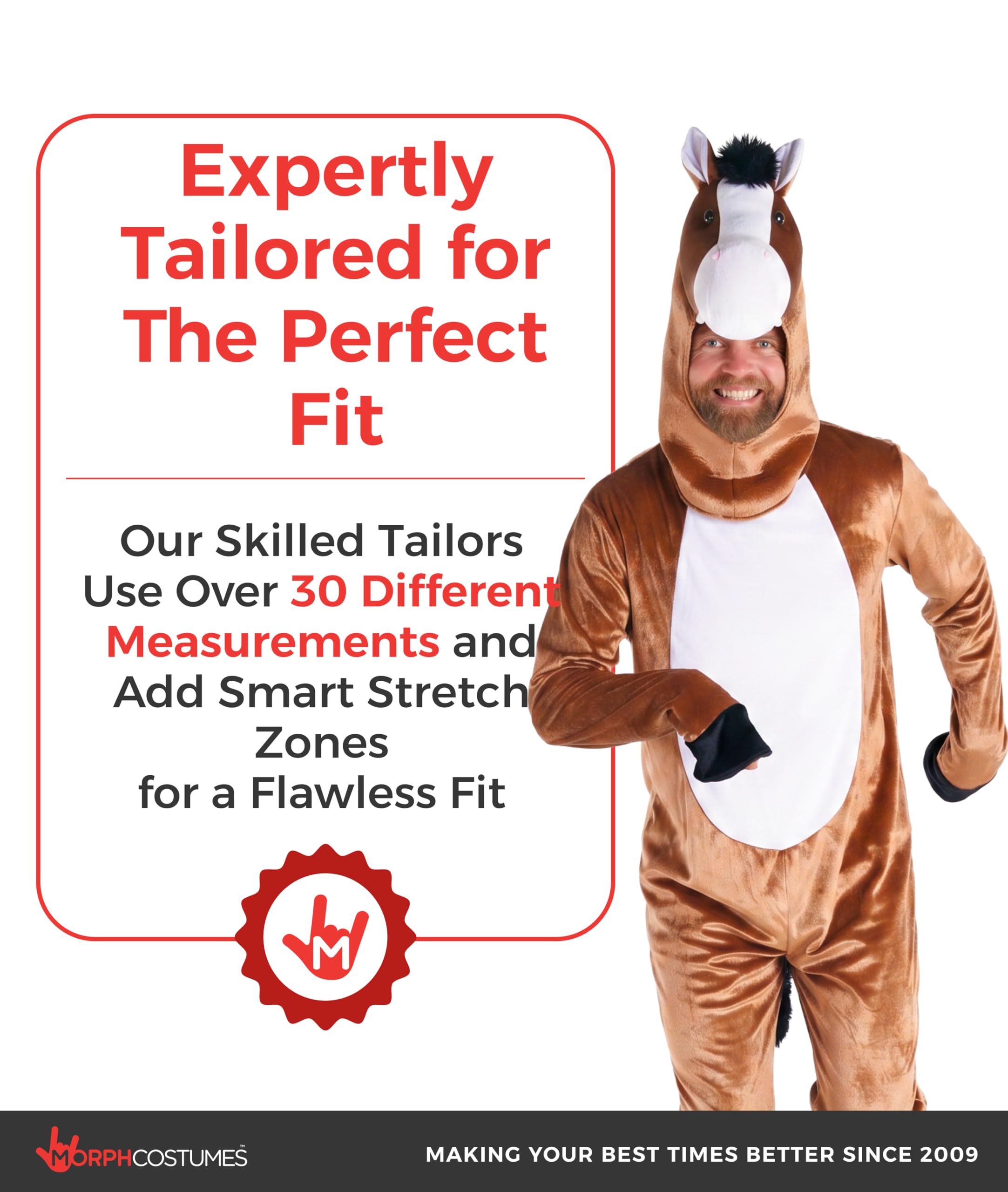 Morph Disfraz Caballo Adulto, Disfraces Animales, Traje de Potro, Disfraces de Caballos, Disfraz Carnaval Hombre