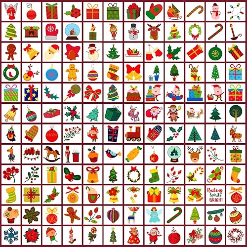 Miniatura 3 de Partywind 408 tatuajes temporales de Navidad envueltos individualmente para calcetines de niños, decoraciones de Navidad, suministros de fiesta,