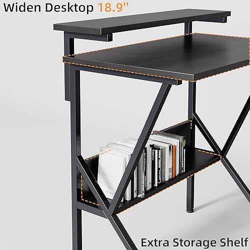 Miniatura 4 de COTUBLR Escritorio pequeño, escritorio de computadora pequeño de 27.5 pulgadas para espacios pequeños, escritorio de computadora con soporte