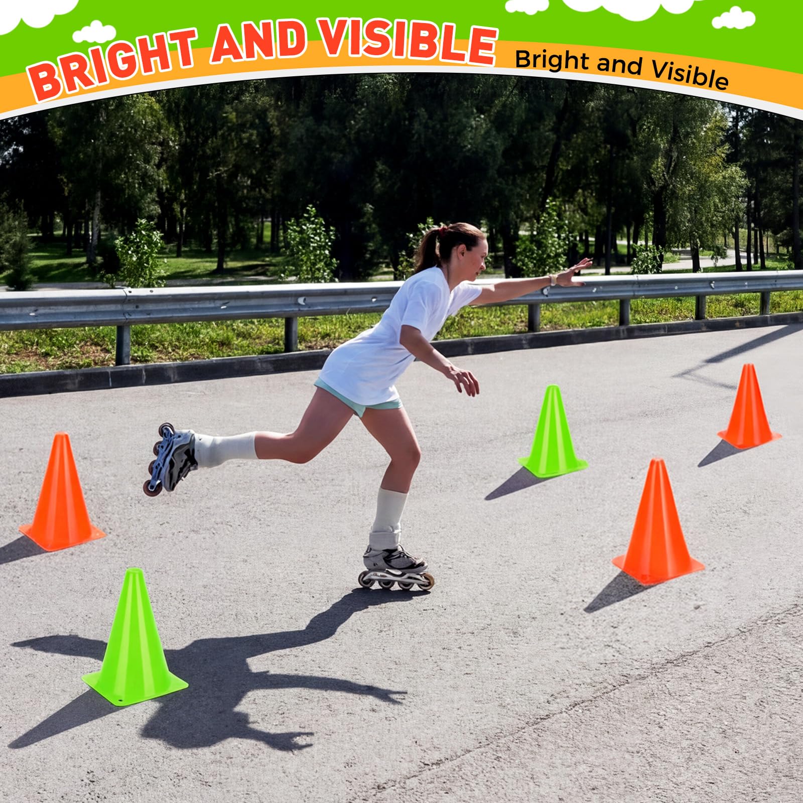 Reginary 40 coni piccoli da 17,8 cm per sport calcio bici da allenamento ad ostacoli coni in plastica blocco stradale per sport pattinaggio attività indoor outdoor costruzione feste