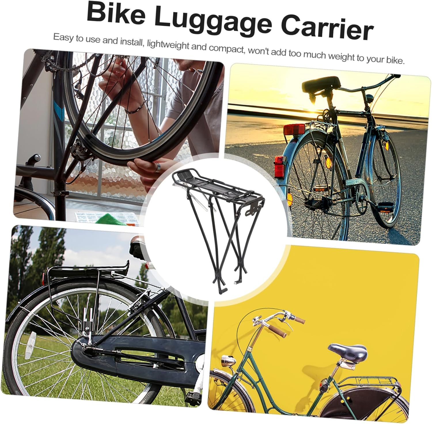 Mountain Bike Cargo Rack Back Stand Lightweight Rear Carrier for Road Bikes Easy to Install Compact Bicycle Luggage Shelf for Outdoor Trips