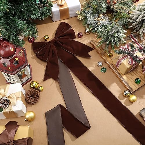 Miniatura 9 de Hotop Juego de 8 lazos de cinta para gabinete de Navidad con alfiler, decoración colgante de Navidad, lazos de puerta de gabinete de Navidad para