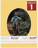 Vista 145 de Tapete de 11 x 14 pulgadas, corte biselado para fotos de 8 x 10 pulgadas, diseño de ante beige precortado, apertura de tablero ovalado, sin ácidos