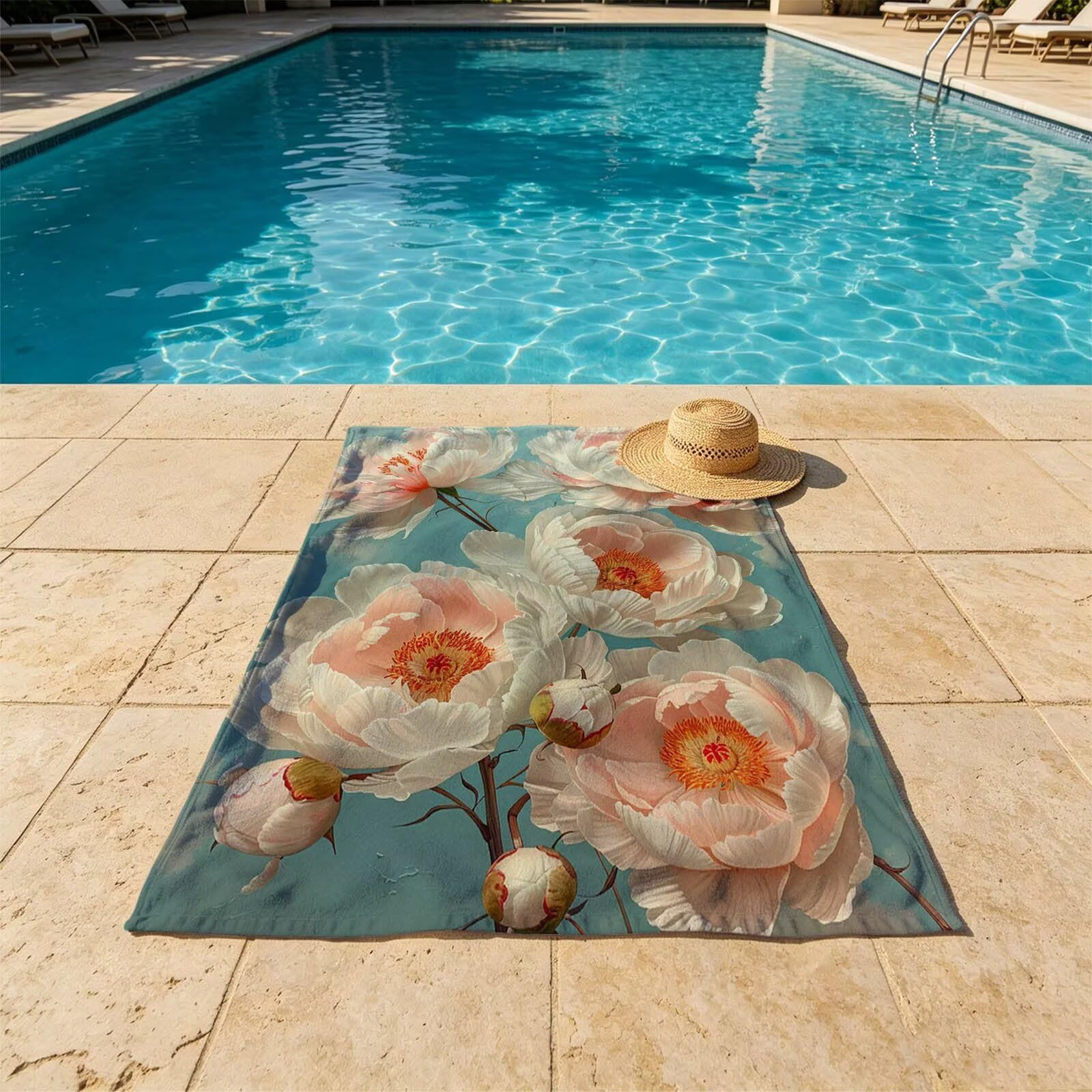 White Toalla Playa 160x220 Resistente a la Arena Secado rápido Ligero, Toalla Playa Grande 220 x 160cm Suave Cómodo como Gym Yoga Sauna Toallas Baño Grandes Exterior Travel Essentials Flor XTLS-6597