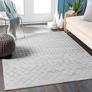 Livabliss Santiago Geometric Rug - Scandi Area Rugs Living Room 140x200 cm, Dining, Kitchen - Neutral, Abstract Patterned Rugs, Boho Style, Easy Care Pile - Large Rug, Ivory and Grey