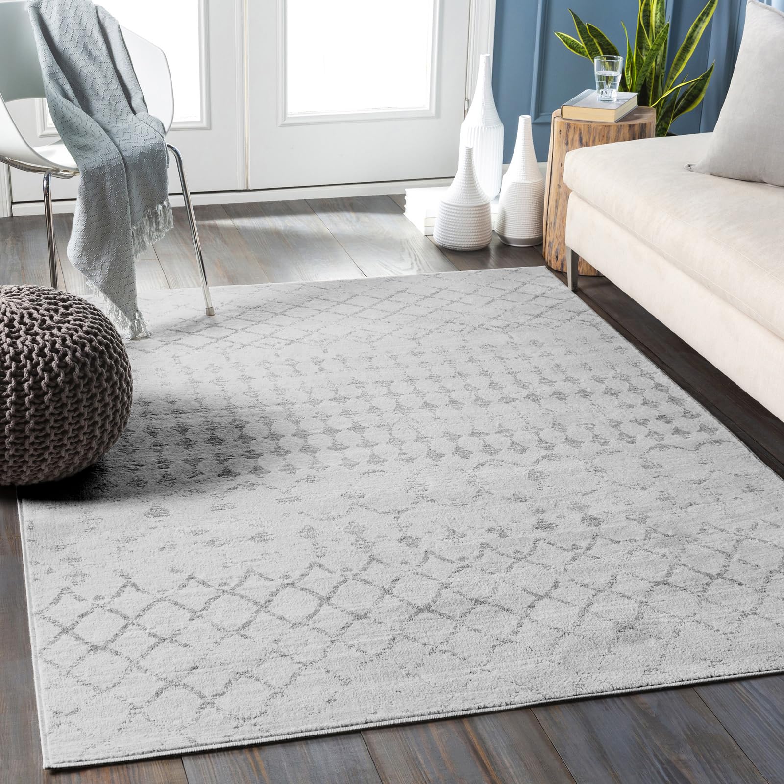 Livabliss Sofia Santiago Geometric - Scandi Area Living Room 140x200 cm, Dining, Kitchen - Neutral, Abstract Patterned , Boho Style, Easy Care Pile - Large , Ivory and Grey