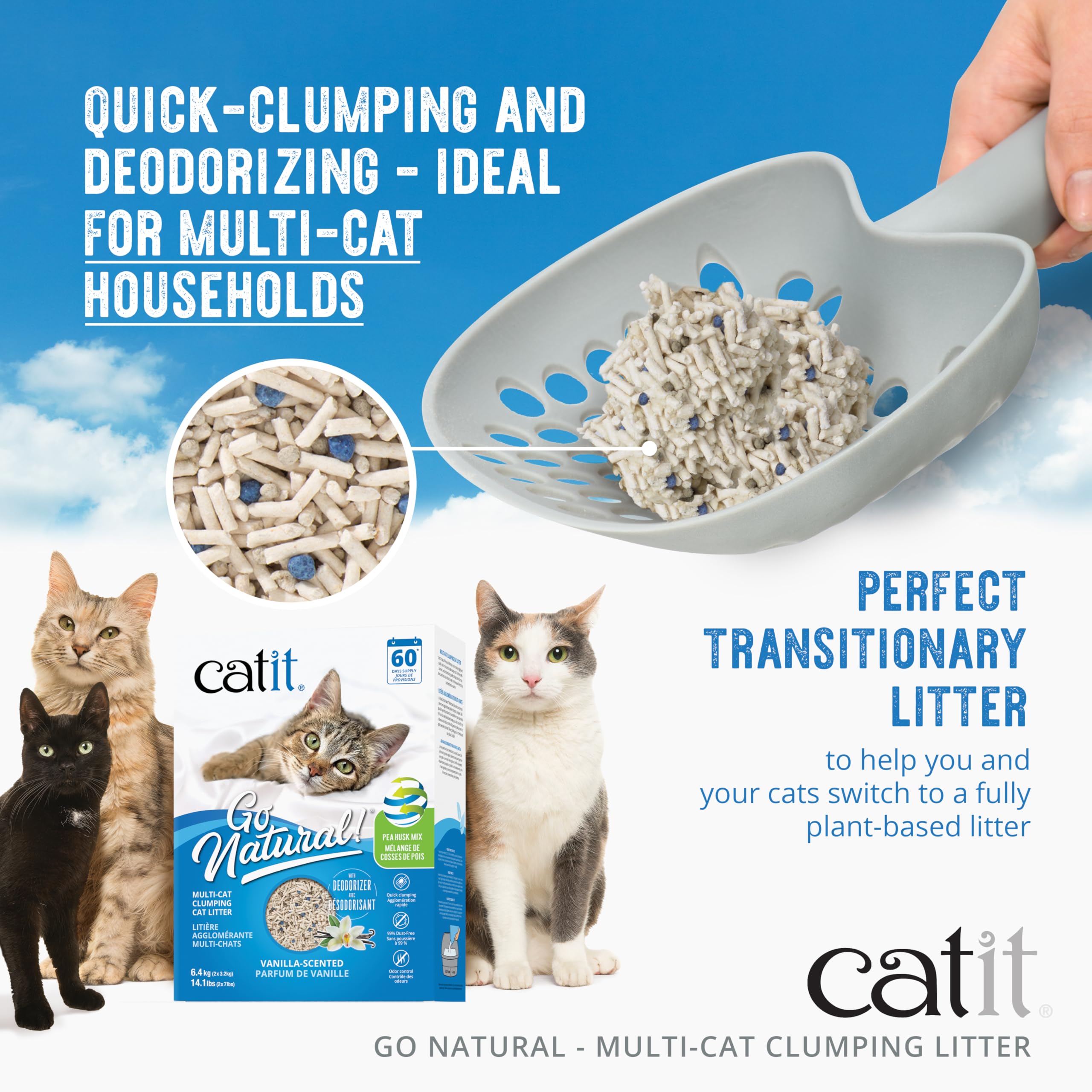 Arena Aglomerante Mix para Muchos Gatos Catit Go Natural