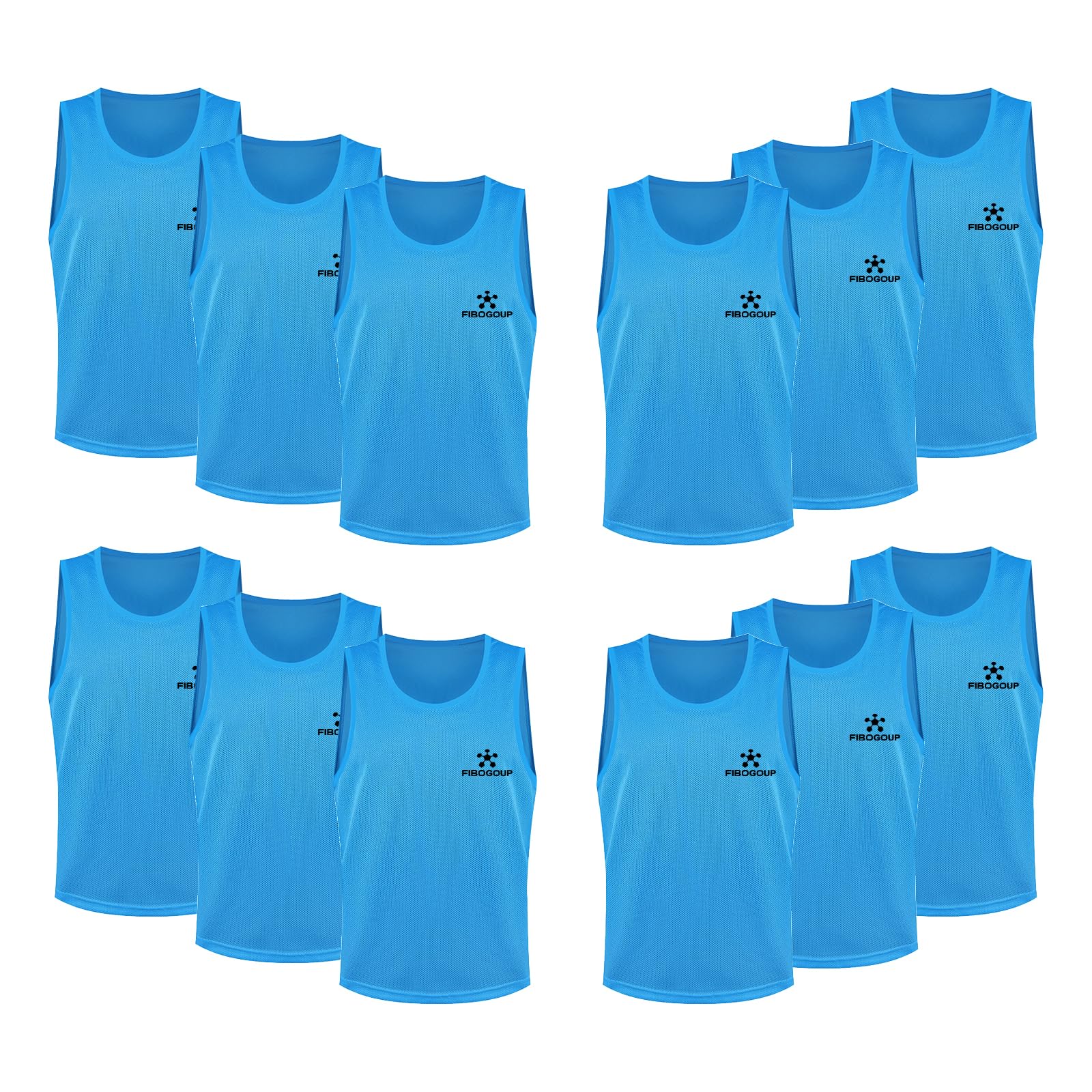 FIBOGOUP Football Bibs [12 Pack], Quick-Dry Multi Sports bibs,Durable Training bibs FOR Kids to Aldut,Universal size, suitable for various scenarios-Sky blue-XL