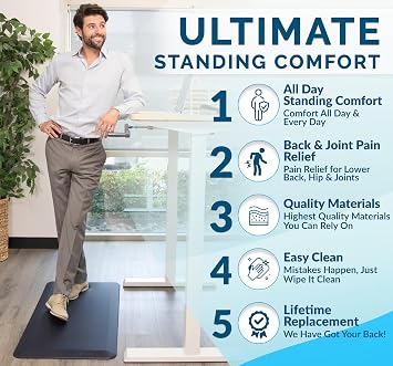 ComfiLife Anti Fatigue Mat & Knee Pillow for Side Sleepers Bundle 3/4 Inch Thick Kitchen Mat, Standing Desk Mat Leg Pillow for Side Sleeping Back & Hip Pain Relief