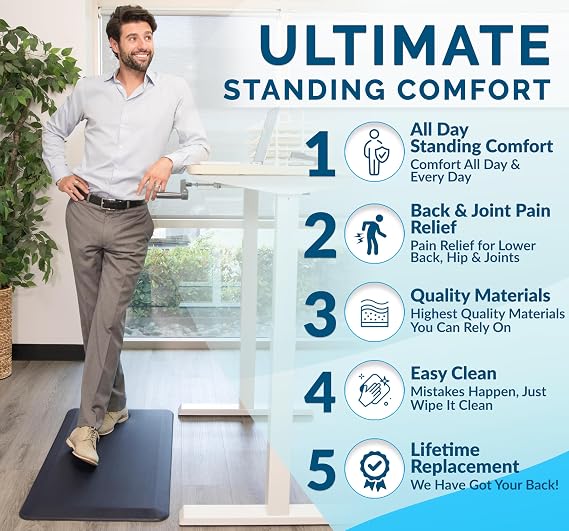 ComfiLife Anti Fatigue Mat & Knee Pillow for Side Sleepers Bundle 3/4 Inch Thick Kitchen Mat, Standing Desk Mat Leg Pillow for Side Sleeping Back & Hip Pain Relief