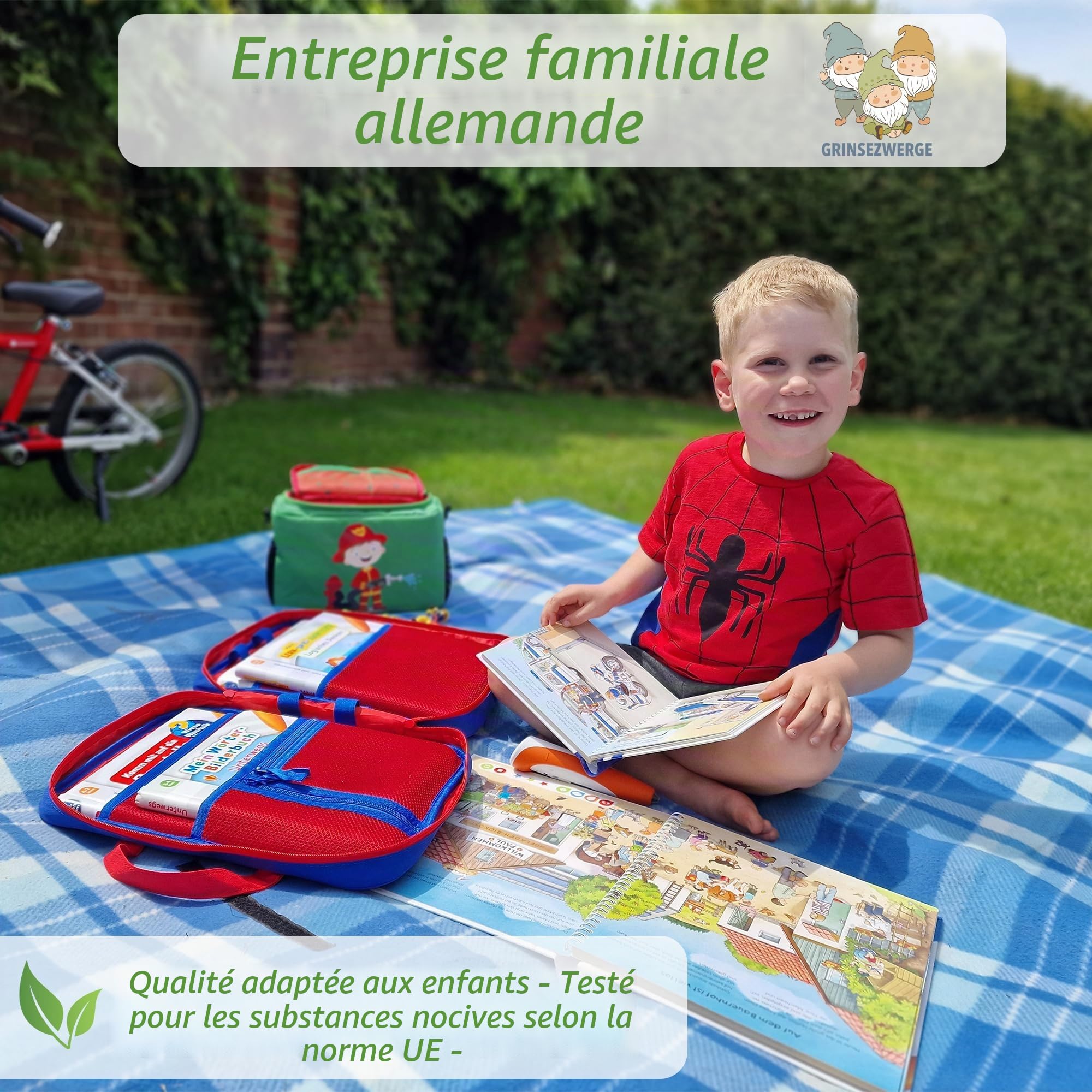 GRINSEZWERGE Étui pour Livres TipToi et Stylo TipToi et Accessoires | Convient également pour Les tablettes et Edurino | Kit de démarrage Tip TOI
