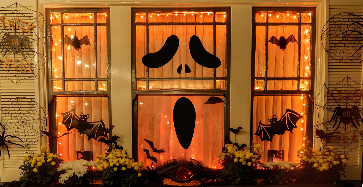 Autocollant D'horreur De Décoration D'Halloween, 7 Feuilles Avec Empreinte De Main Sanglante Fantôme Avec Traitement De Fenêtre Effrayant Décoration Murale Pour Décoration D'Halloween