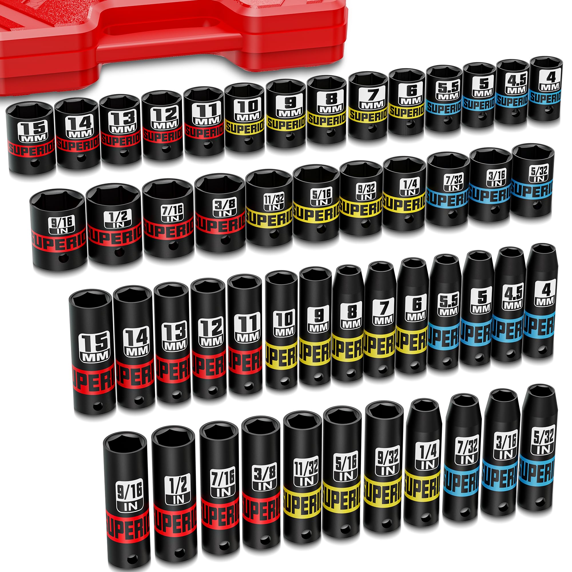Aiourx 50-Piece 1/4 Inch Drive Impact Socket Set