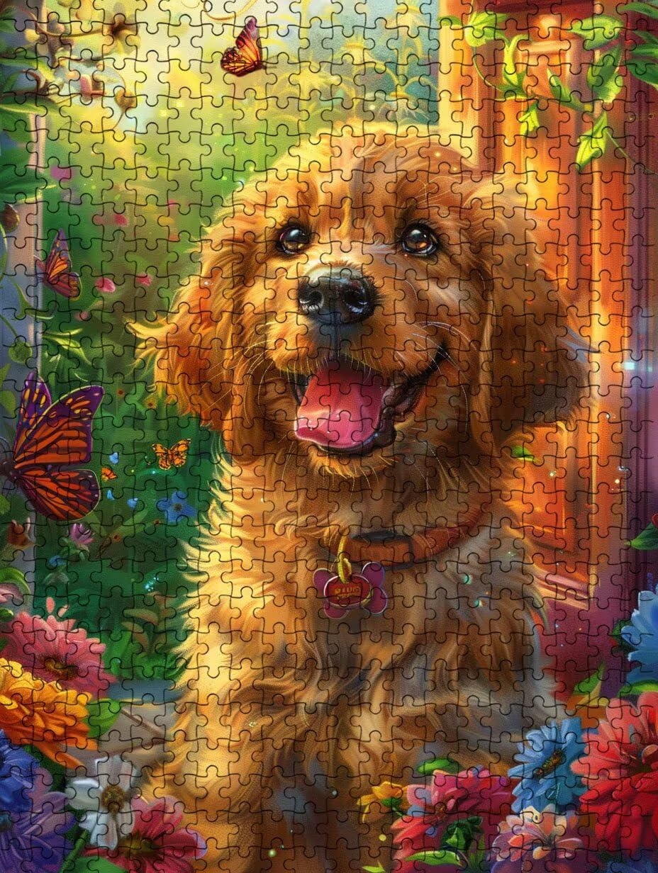 Puzzle 2000 Teile, Goldener Hund Blumen Puzzle Erwachsene 2000, Klassische Puzzles, Puzzlespiele für Die Ganze Familie, Mit Schöner Verpackung, Dekoration Puzzles und Geschenke FNKL3-594