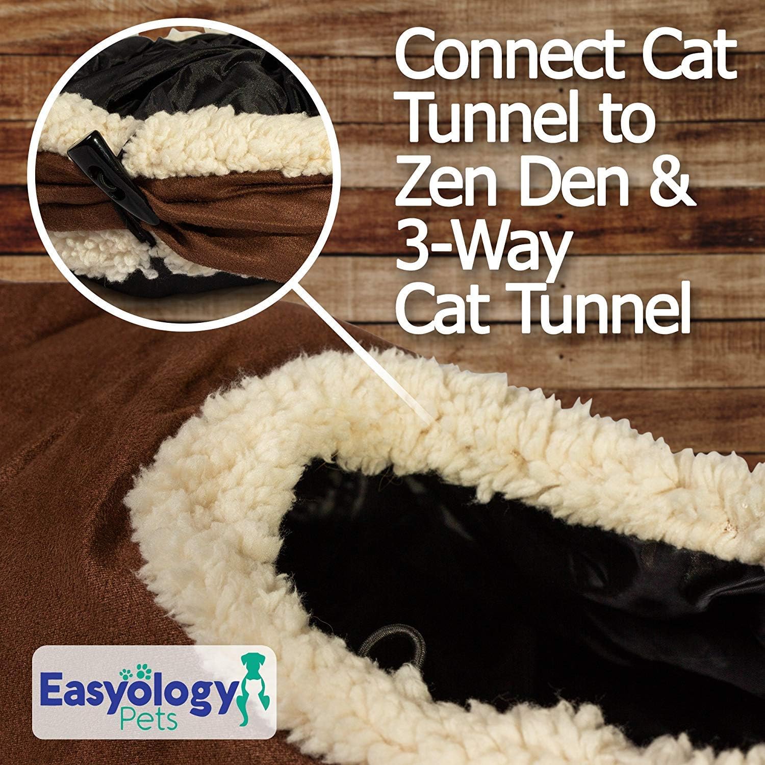 Cat Tunnel, Interactive Play Toy with Crinkle Sound, Fun for Hiding or Zooming in and Out, 100% Pet Friendly, Foldable, Collapsible, Easy to Clean Brown