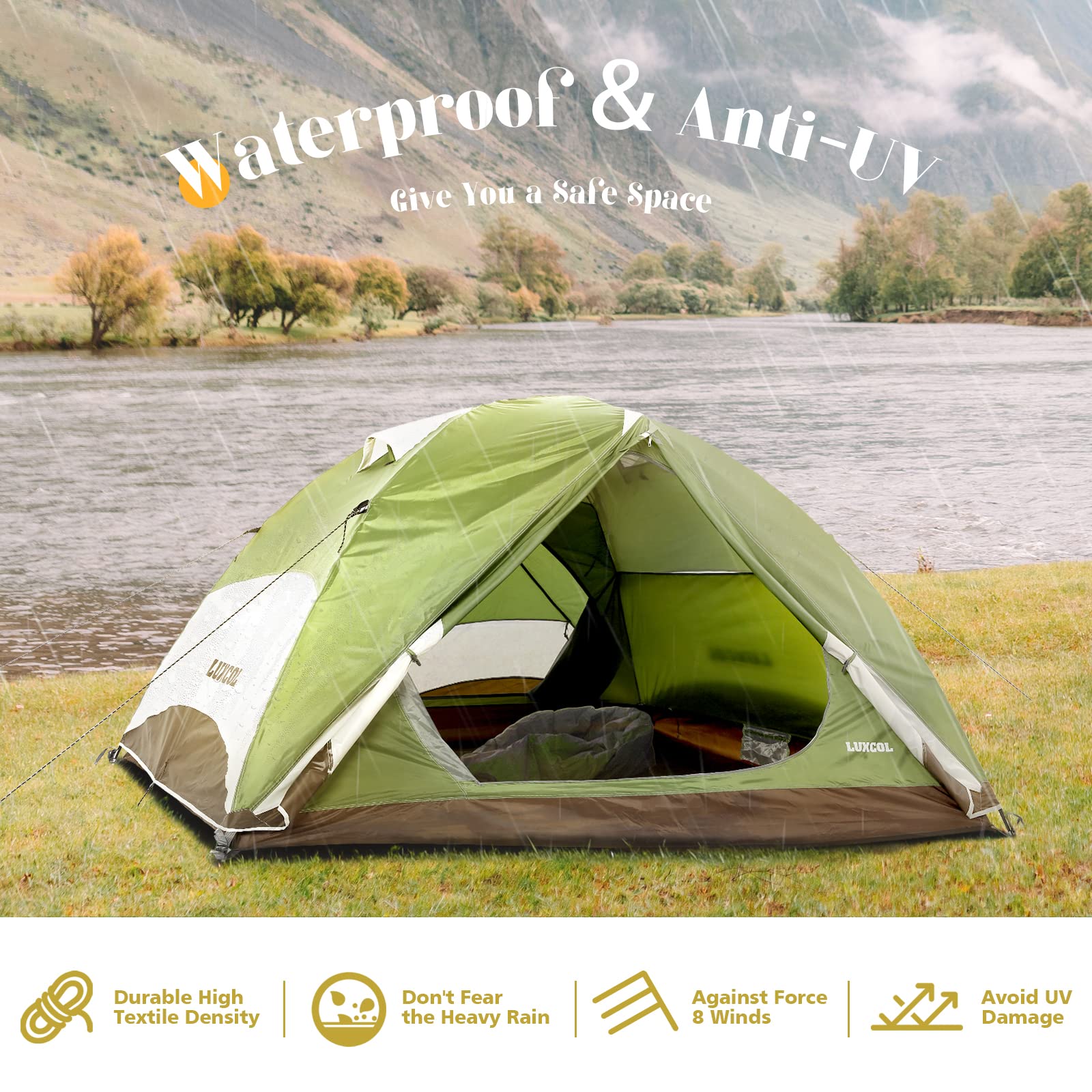 キャンプ軽量テント　LUXCOL Amazon | LUXCOL キャンプテント 2～3人用 二重層 コンパクト 耐