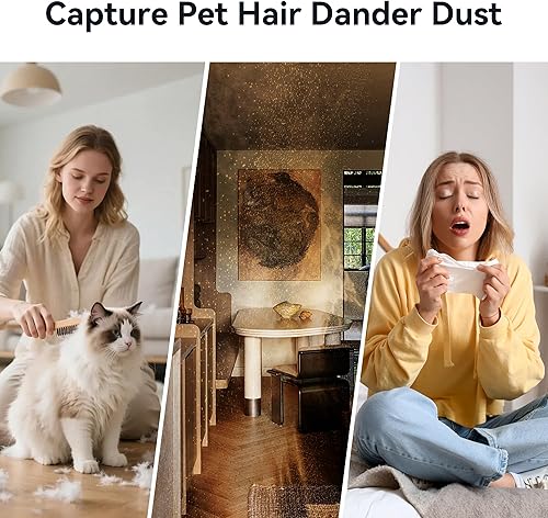 Miniatura 5 de Purificadores de aire para mascotas con filtro HEPA, purificador de aire para el hogar con prefiltro reemplazable para pelo de mascotas, salida de