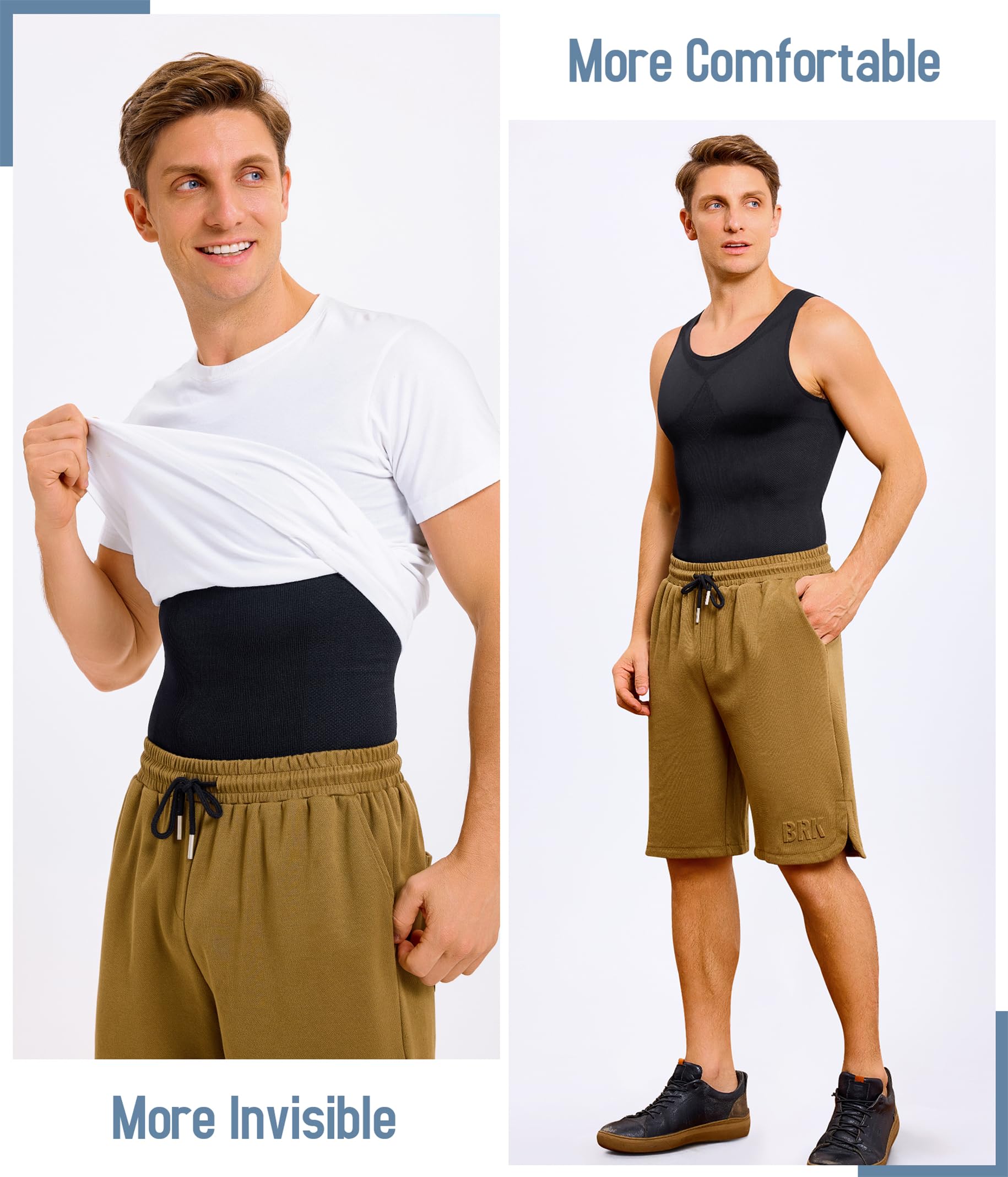 TAILONG 2er-Pack Kompressionsshirt für Herren, Bodyshaper, Bauchweg-Shirt, Tank-Top, Shapewear