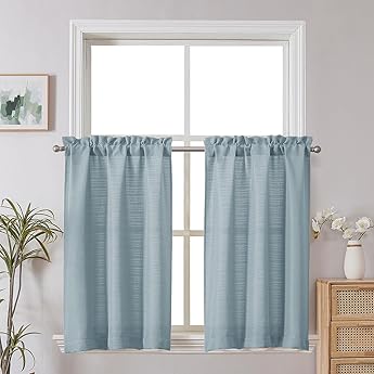 RYB HOME RV Curtains Blackout - Thermal Insulating Privacy Door Windows Camper Curtains for Kids Nursery RV Bunk Bedroom Windows Bathroom, Width 29 x Length 24, Slate Blue, 2 Pcs
