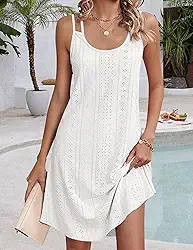 Saída de praia feminina com alças finas, ilhós, saída de praia sem mangas