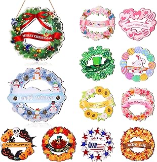 Geelin 12 Set Interchangeable Seasonal Sign Front Door Decoration 12 Inc...