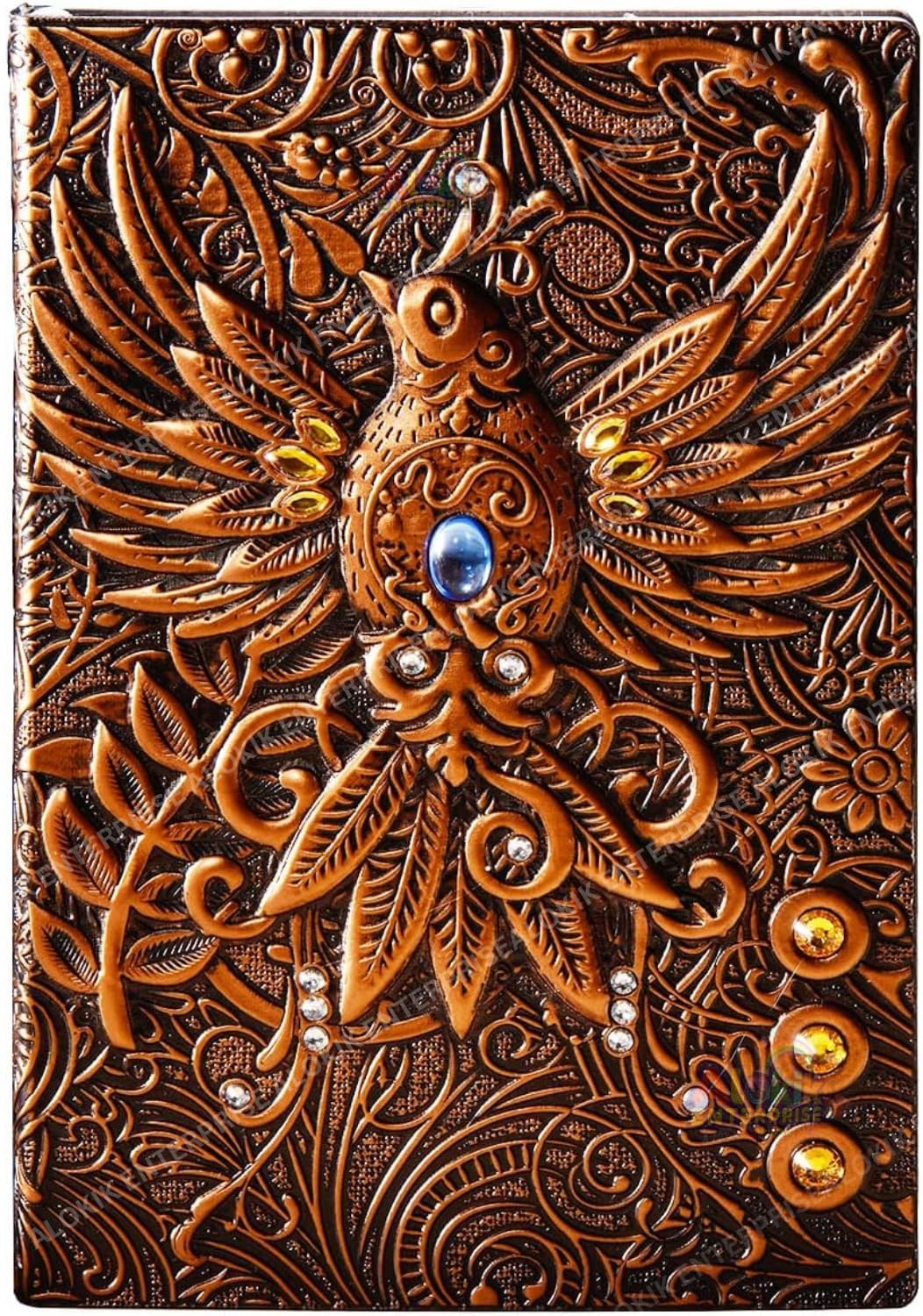 Invite 3D Phoenix Copper DND Vintage Leather Journal Writing Notebook with 200 Pages A5 Journal Diary,Antique Handmade Leather Diary,Travel Diary&Notebooks to Write in,Diary Gift for Men Women
