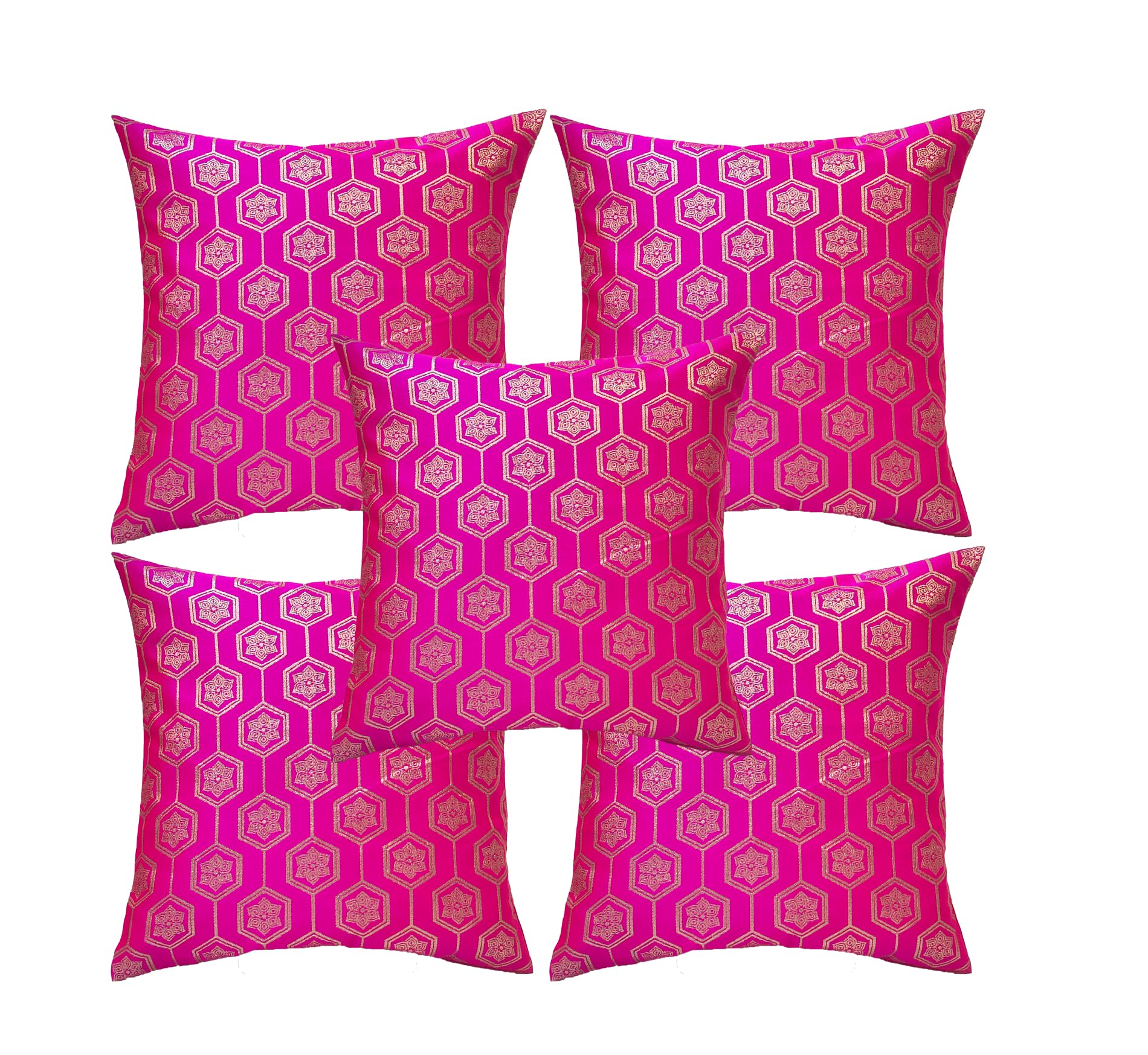 KREEVAL Dhupion Silk 150TC Designer Decorative Square Throw Pillow Cover|Cushion Case|Cushion Covers|Cushion Covers for Home Or Car(12x12 INCH or 30cm X 30cm Set of 5-Rani) (B0CDQC1D6F) Amazon Price History, Amazon Price Tracker