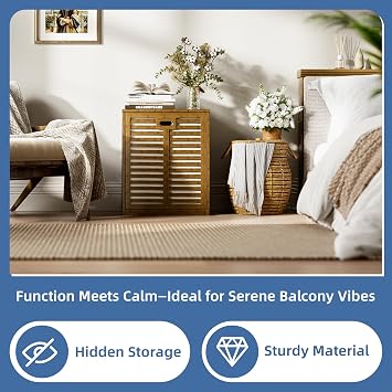 HITNET Bamboo Tilt Out Laundry Hamper, Bathroom Storage Cabinet with Hidden Removable Basket and 3 Sides Cutout Handles, Freestanding Hamper Organizer for Dirty Clothes, Walnut