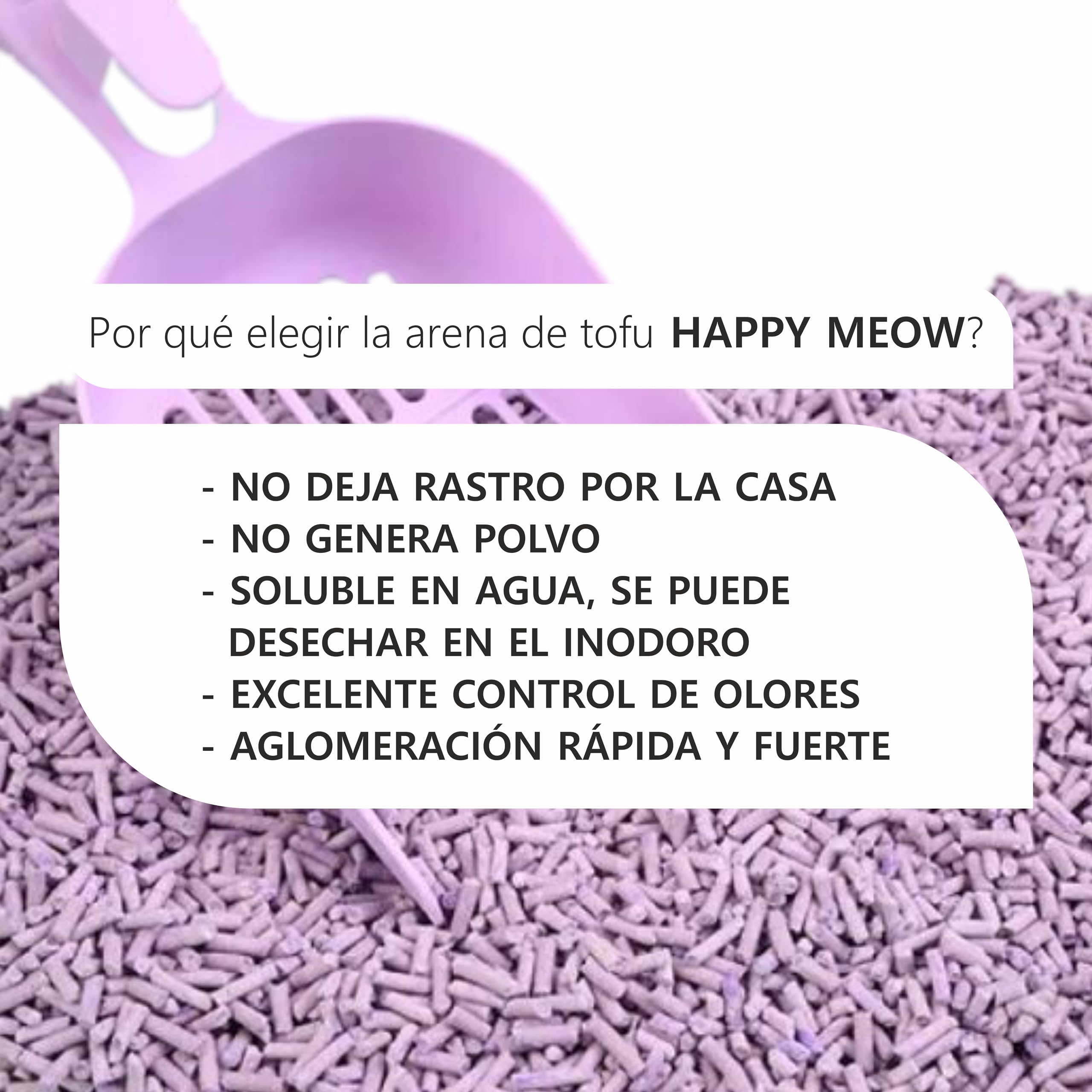Arena de Tofu para Gatos (18L/7,5Kg) - Natural y Biodegradable - Aglomerante Instantáneo, Bajo en Polvo, Control de Olores Duradero, Ultra Absorbente, Desechable en el Inodoro (Lavanda)
