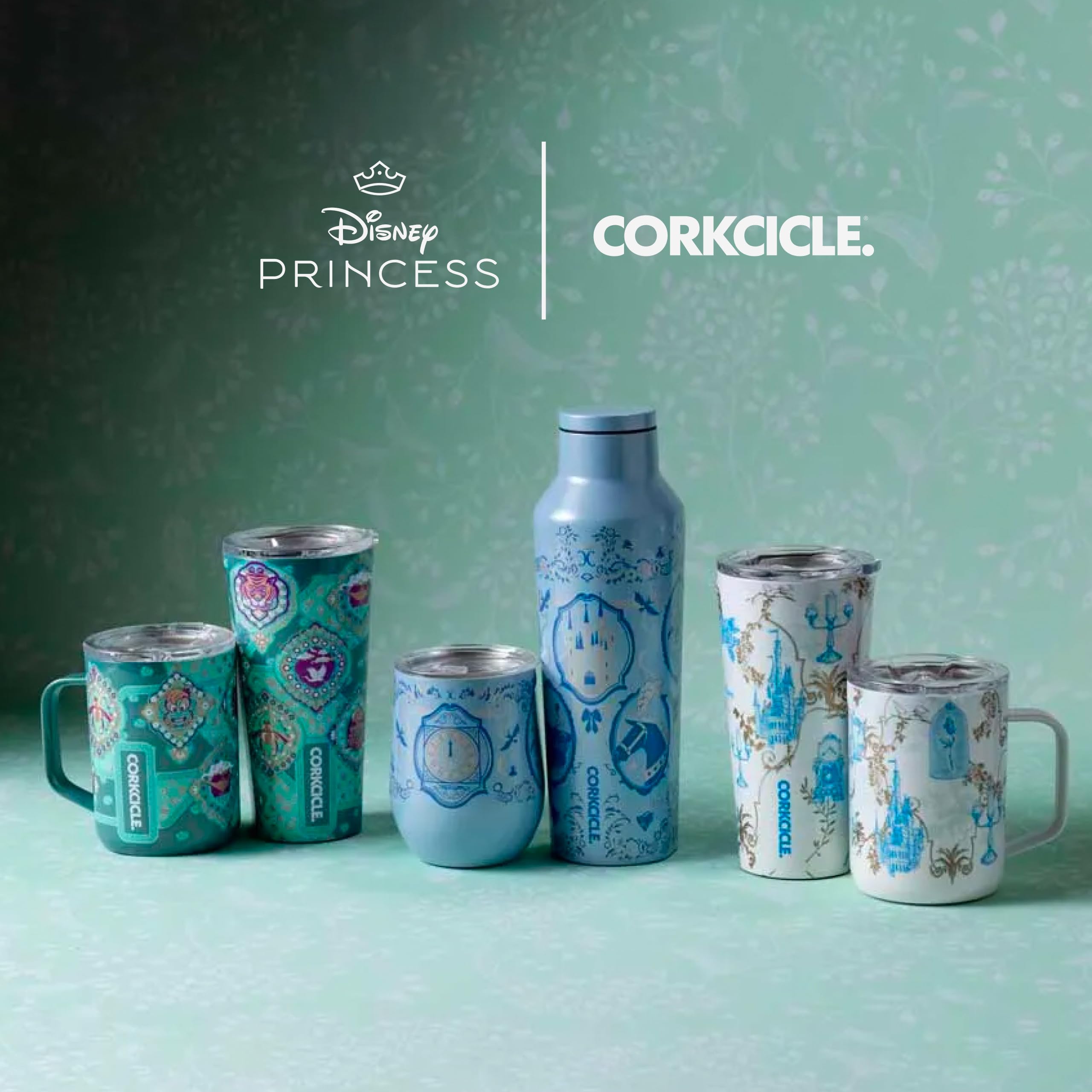 Corkcicle Disney Princess Belle - Taza de café aislada con tapa, acero inoxidable, a prueba de derrames para café, té y cacao caliente, 16 onzas