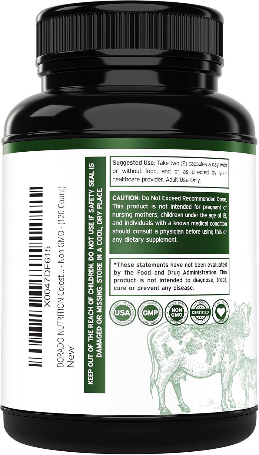 Colostrum Supplement (120 Count) 1000mg Per Serving (Bovine Colostrum Capsules from First Milking Only, Std. to Contain 20% IgG Immunoglobulins) - Grass Fed, No Fillers, Third Party Tested - USA Made - Image 3