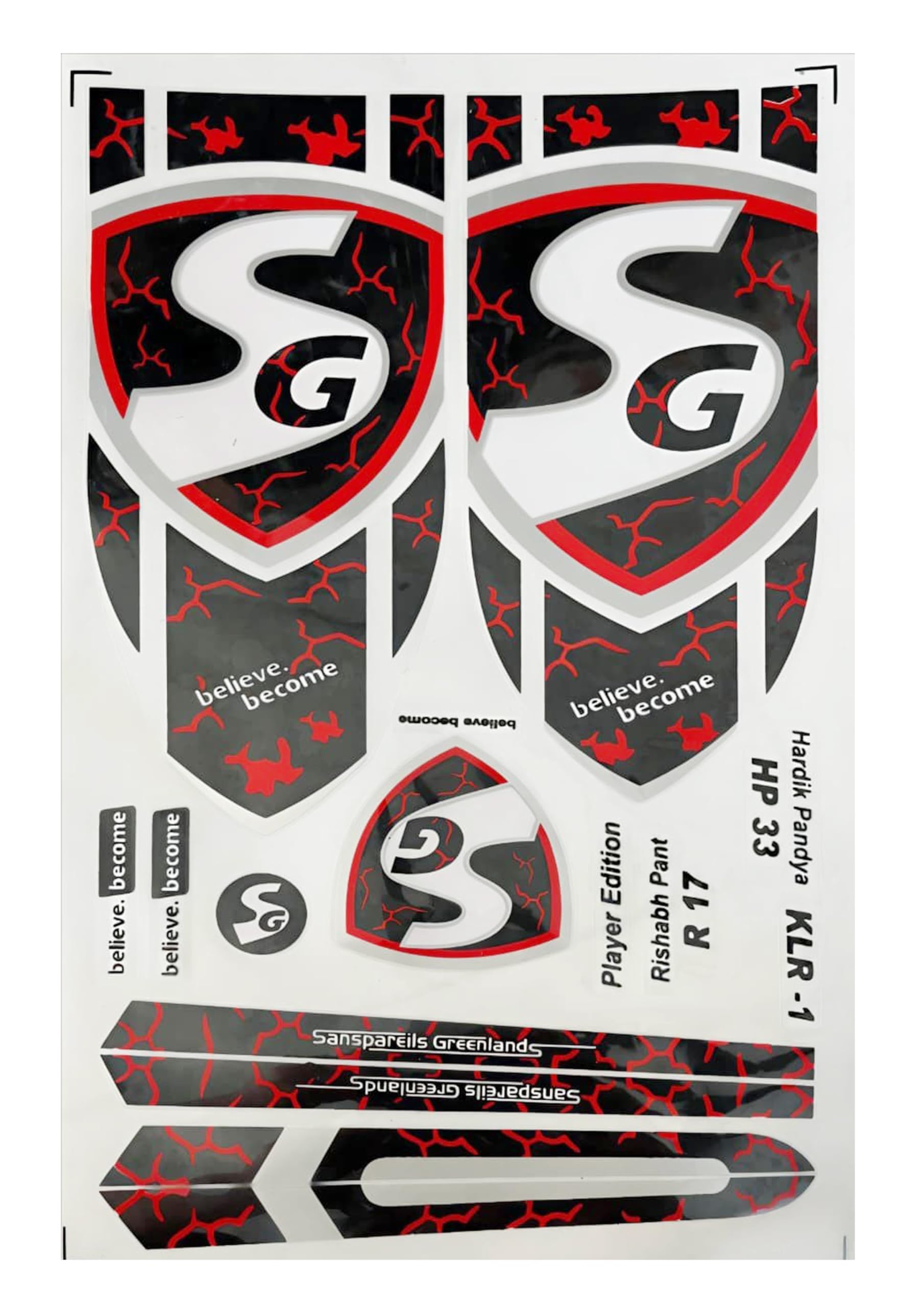 SIS SAINISTARS Cricket Bat Sticker | 4D Digital Embossed English Willow Sticker with Fiber Tape | Premium Cricket Bat Accessories & Black Protection (Red And Black)