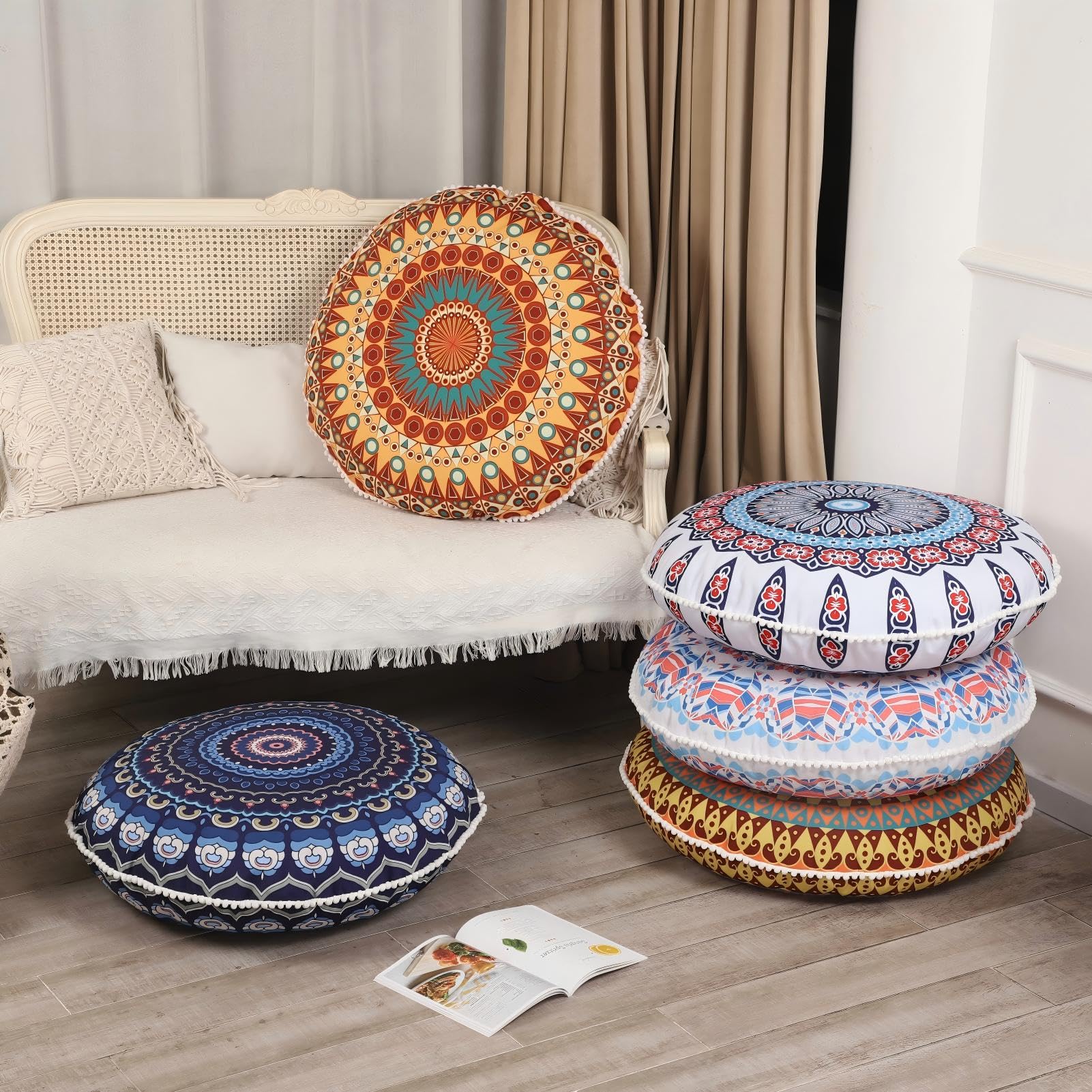 LOVMOC 32 inches Meditation Floor Cushion for Adults, Round Large