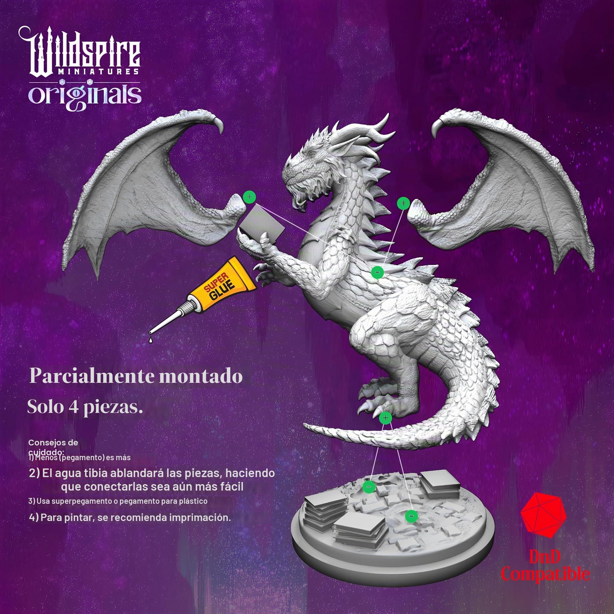 Wildspire Miniaturas de Fantasía y Dragón Bookish para DND - Monstruos 28mm-32mm para Dungeons & Dragons y Pathfinder - Figuras en Bulk para Juegos de Rol