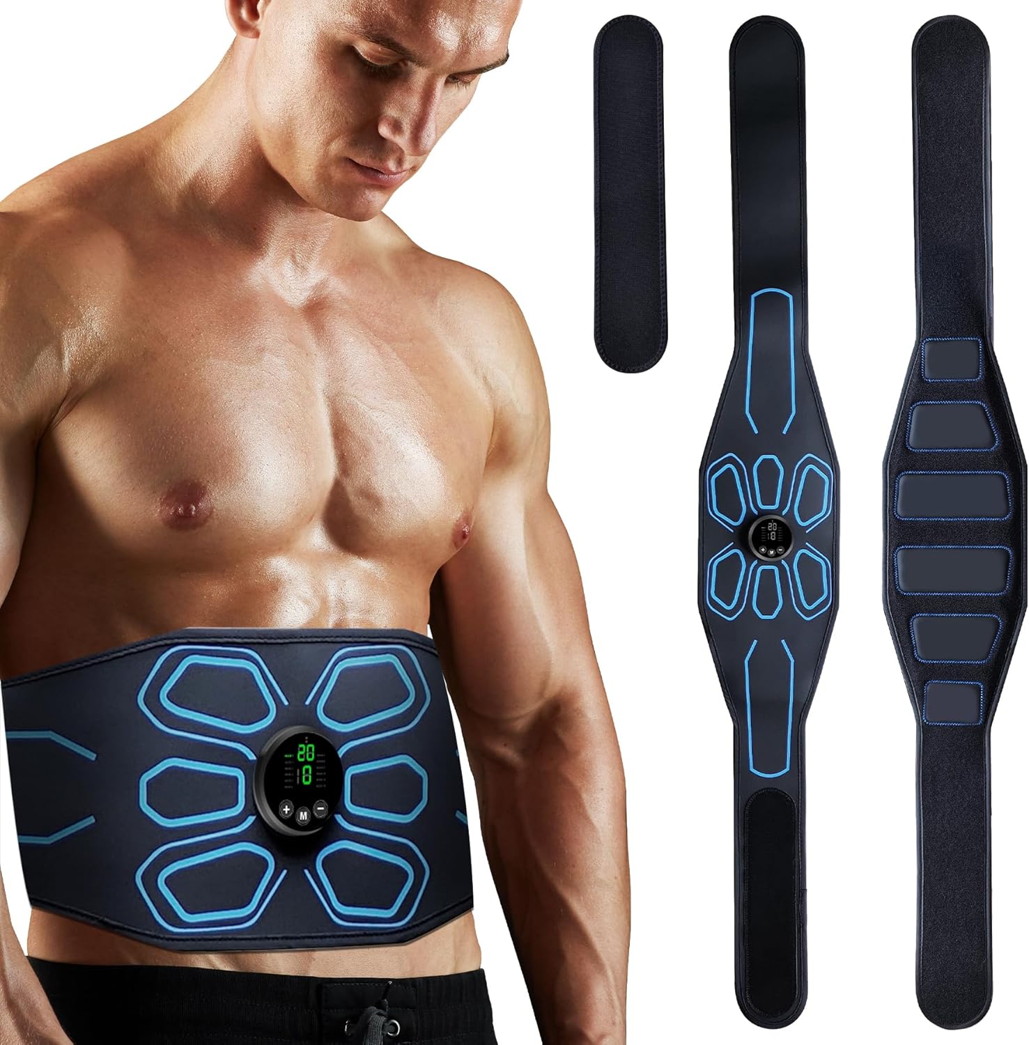FDA Cleared - MHD TENS Muscle Stimulator Electronic Abs Muscle Toner Ab Machine Trainer for Abdomen Easy Abs Muscle Stimulation and Activation, Home Gym Use Black1