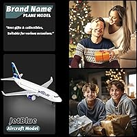 Vista 5 de Modelo de aviones Jet Bule Airplane Airlines Avión Modelo de avión para colección de exhibición y regalos
