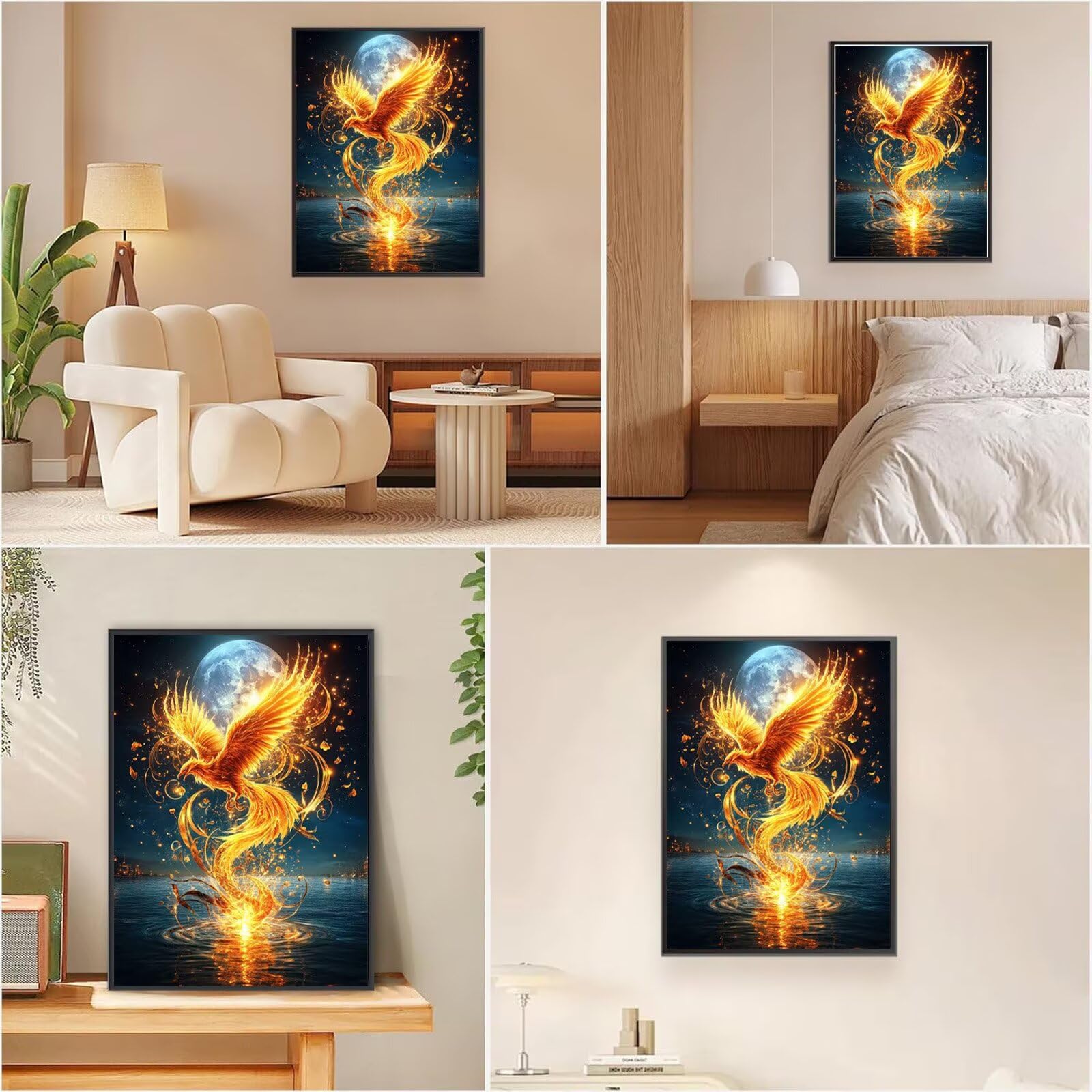 Mond Diamond Painting Phönix Diamond Painting 70x100cm Vollbohrer Diamanten Kinder Anfänger Bastelset, DIY Set Erwachsene Kreativ Set für Erwachsene für Zimmer Wand Deko, Geschenke für Frauen,Model699