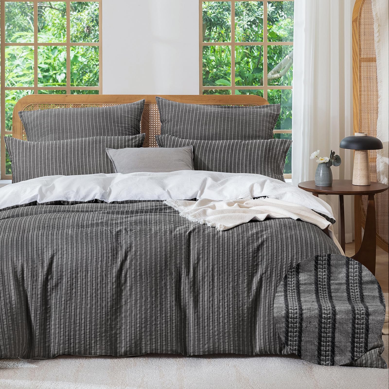 SOULFUL Gestreift Jacquard Gewaschene Baumwolle Bettwäsche Set