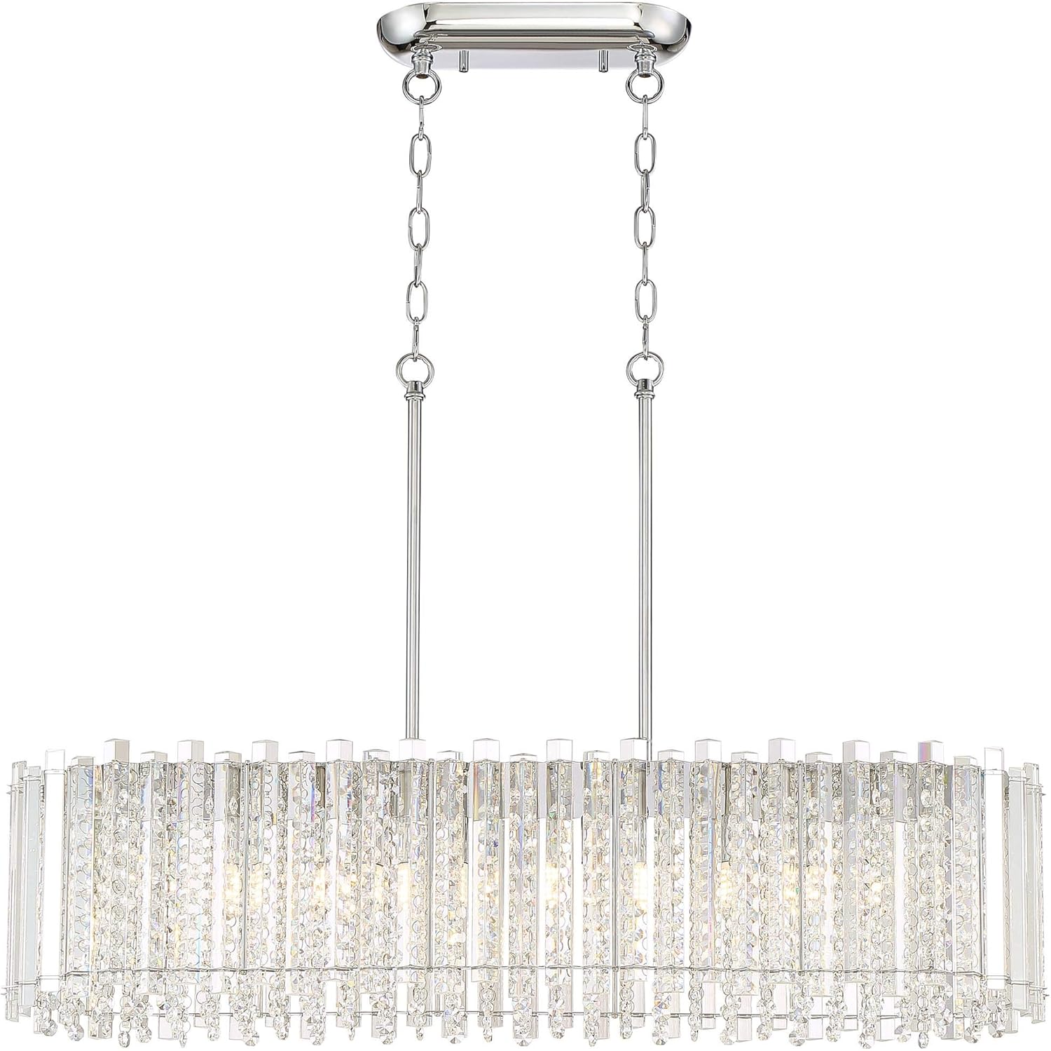 Mirabell Chrome 37" LED Island Pendant with Clear Crystal Droplets