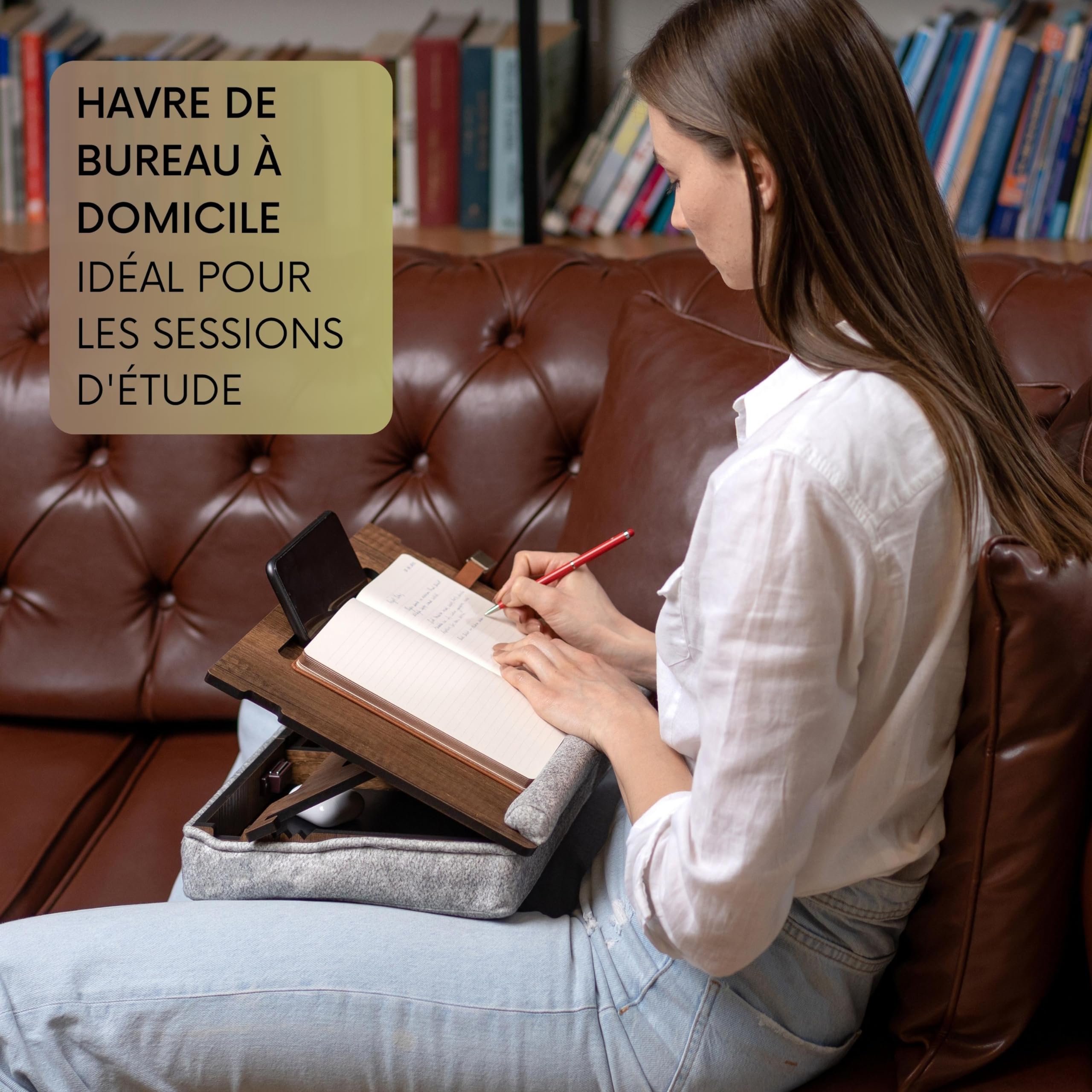Vigo Wood Plateau pour Ordinateur Portable Ergonomique avec Fond Rembourré et Tiroir Hauteur Réglable