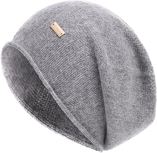 jaxmonoy Gorro de punto holgado de cachemira para mujer, gorro de invierno suave y cálido de lana para mujer