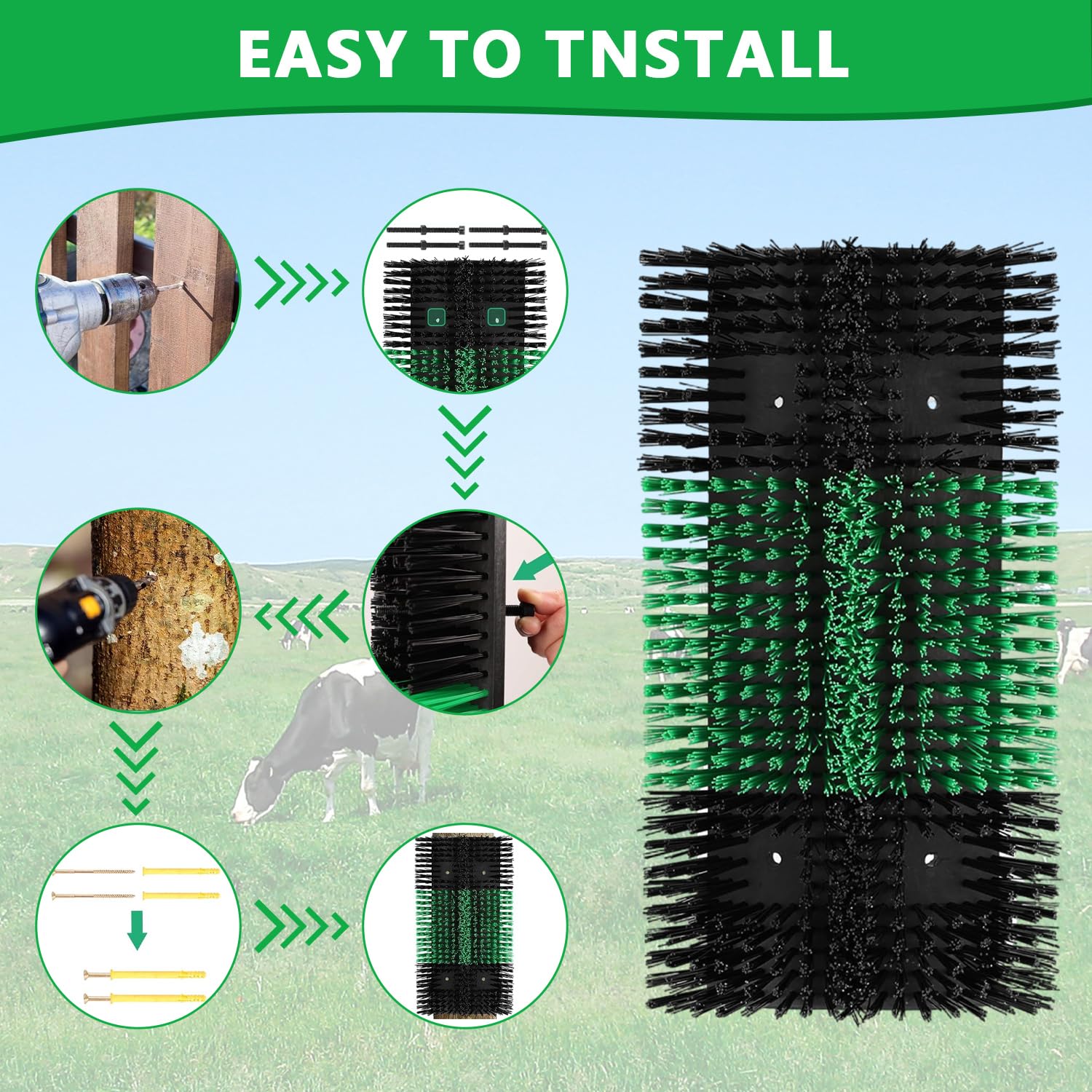 Cow Scratching Brush, Folding Scratching Brush for Farm Animals 12 Screws, Universal Scratching Brush for Cattle Sheep, Pigs - Image 4