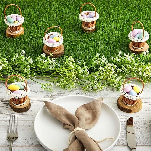 Miniatura 3 de Juvale Paquete de 24 mini cestas de mimbre con asas, 2.4 x 2.5 x 3.25 pulgadas, rectangulares marrones, para uso como mini cesta de regalo y