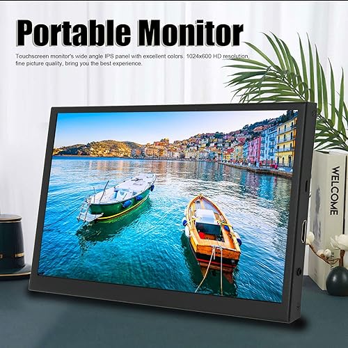 Miniatura 2 de Diyeeni 10.1 Inch Touchscreen Portable Minitor, 1024x600 USB C Second Monitor, External Screen for Laptop with HDMI, Built in Dual Speakers, for