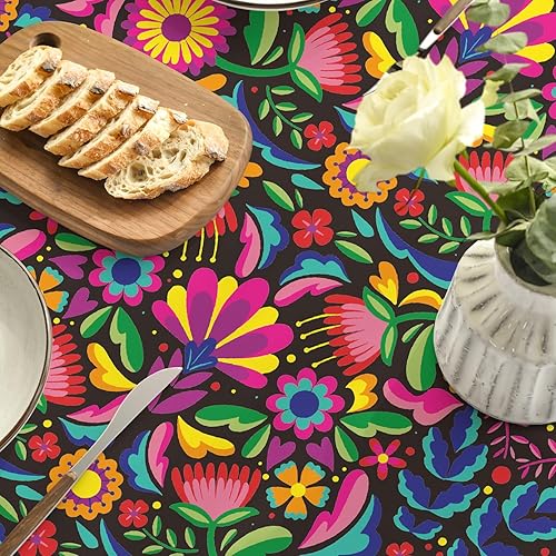 Miniatura 10 de Horaldaily Mantel México, 52 x 70 pulgadas, Cinco de Mayo Fiesta, lavable, para fiesta, picnic, cena, decoración