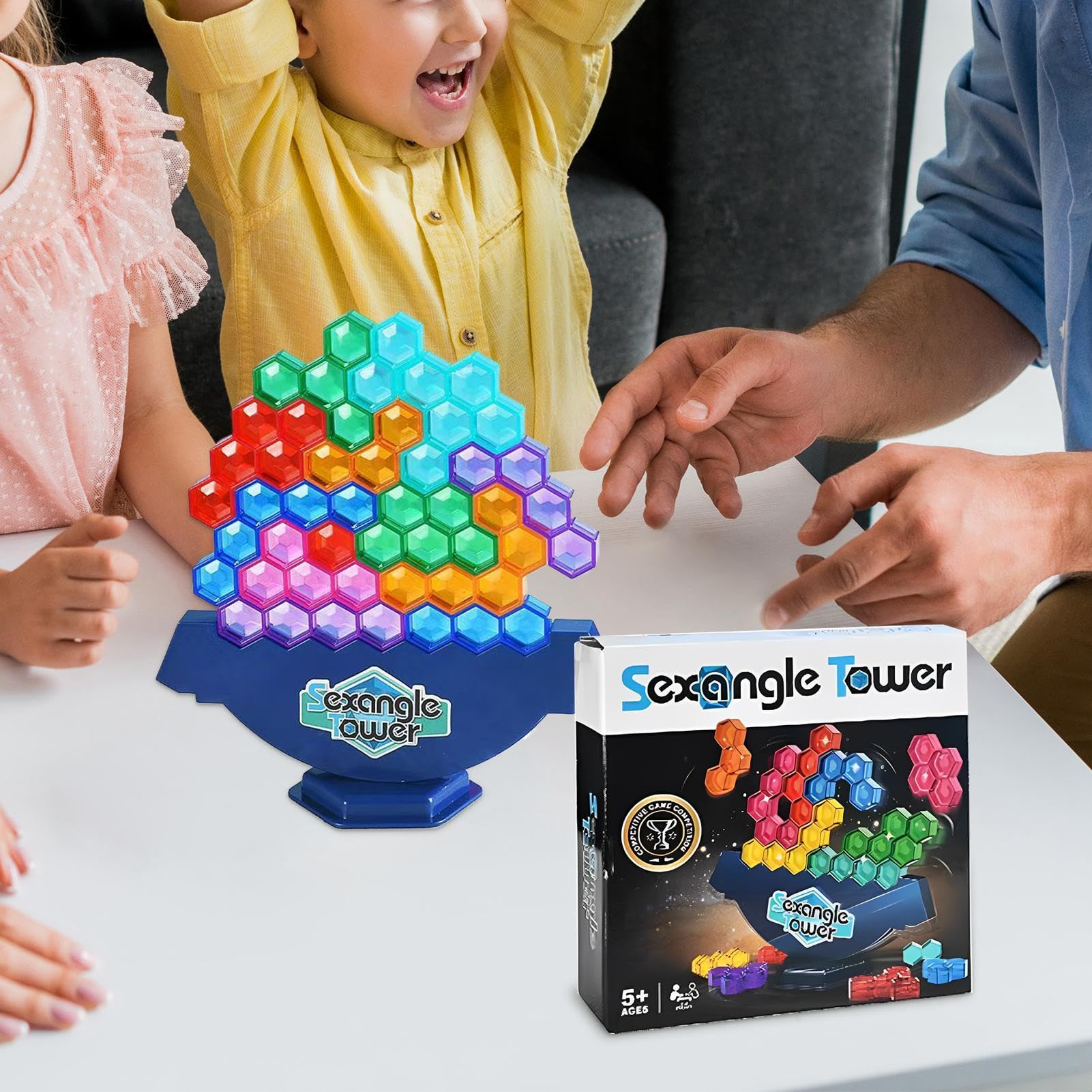 Jeu De Tours D'Équilibre 64 Blocs – Multicolore Avec Cartes Et Roue De Punition – Dès 3 Ans