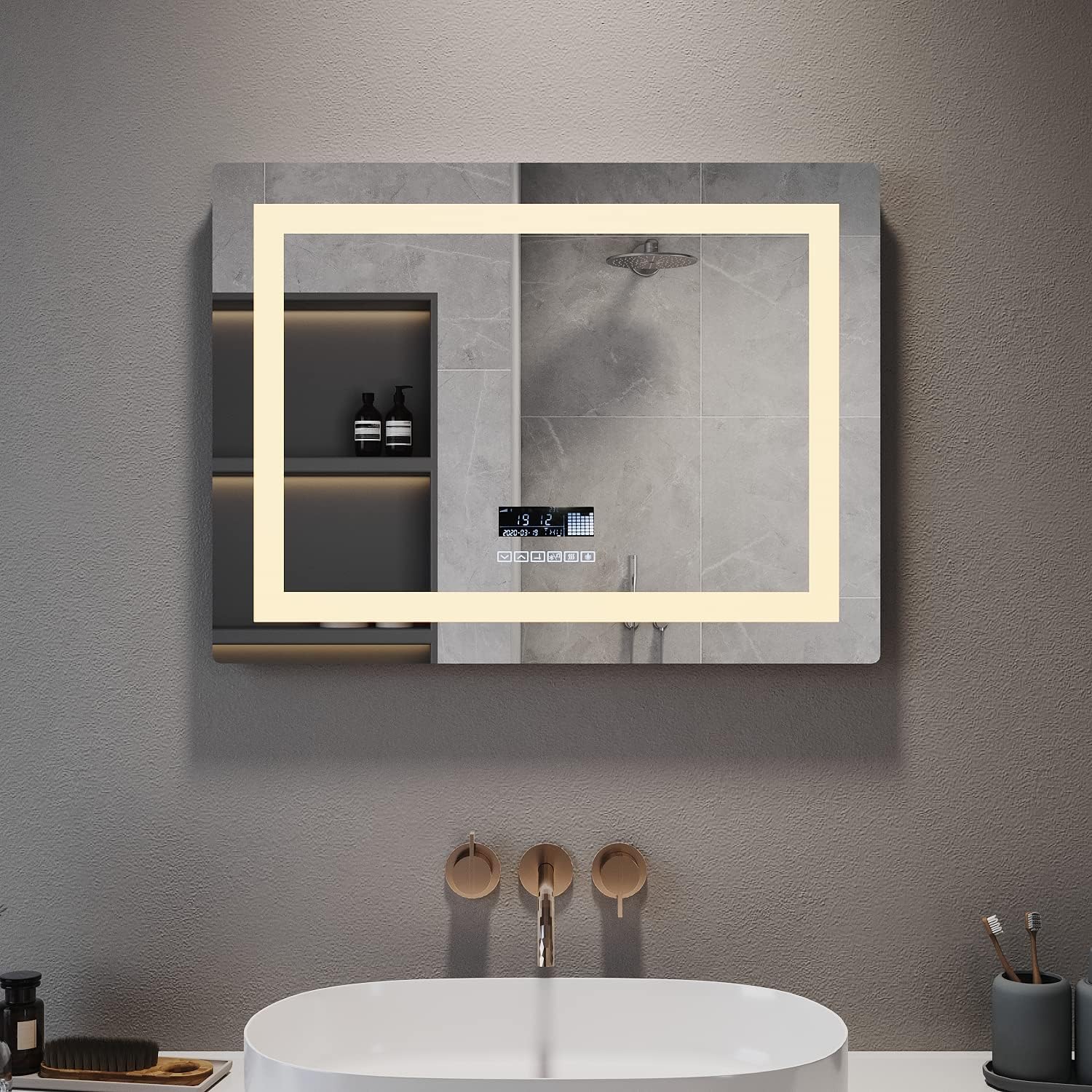 ELEGANT Bathroom Mirror with LED Lights and Additional Features